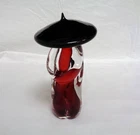 Vtg Murano-style Glass Asian Chinese Man Monk Figure 6” MCM Red Black
