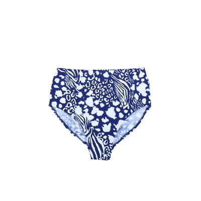 Beyond Control Women's High-Waist Bikini Bottoms Swimsuit Blue Animal 12 New