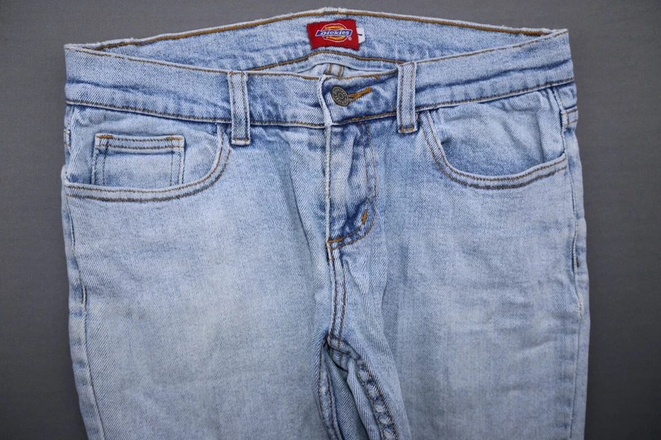 Pantalones cortos de jean vintage para mujer Dickies niña corte tiro bajo desgastados talla 7 (29x9) Foto 2 de 4