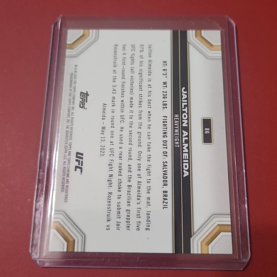 2024 Topps Chrome UFC Jailton Almeida #86 Aqua Refractor /199 - Heavyweight - Image 2 of 2