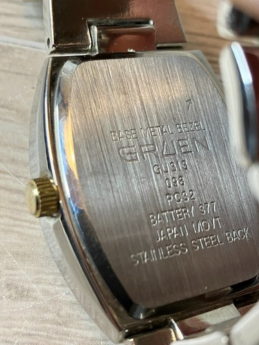 Vintage Gruen Quartz Watch GU313 Japan Movement White Dial Rectangle NEW Battery - Picture 5 of 7