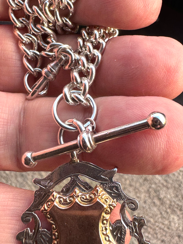Silver & Gold Fob Curb Link Chain/Necklace - W H Haseler Ltd - Birmingham - 191 - 第 11/24 張圖片