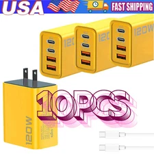 120W 4-Port USB C Fast Wall Charger Block For All Cell Phone iPad US Plug Lot