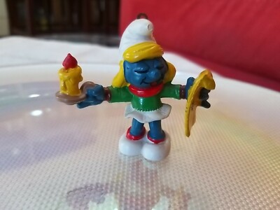 1980 SCHLEICH Made Hong Kong Collectible Candle and Christmas Text Smurfette