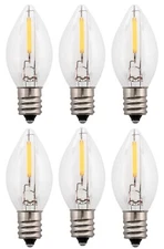 6 LED Replacement Light Bulbs for Night Lights C7 Base, 0.7w, 120v