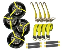 2" x 10' Side Mount Wheel Net Tie Down Lasso Strap Ratchet J Hook (12 Pack)