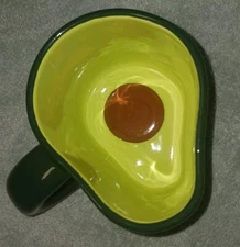 Avocado Shaped Green 4x5 Stoneware Mug. Large Enough For Soup. New 
