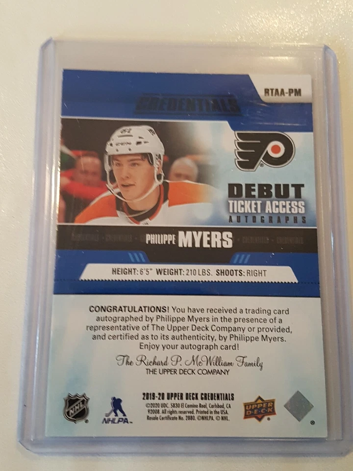 2019-20 Credentials Debut Ticket Access Autographs RTAA-PM Philippe Myers 21/299 - Image 2 of 2