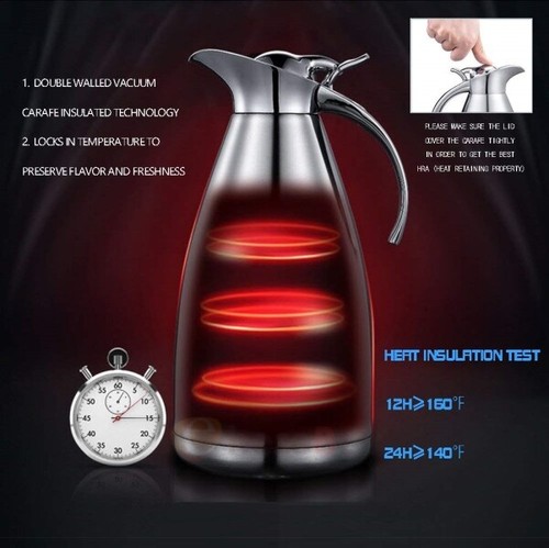 68oz Thermal Coffee Carafe for keeping hot & Cold,Stainless Steel Insulated Pot - Picture 4 of 14
