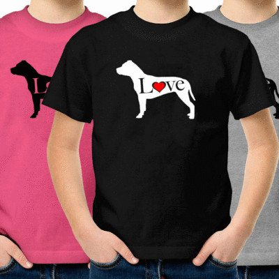 Love Bull Terrier Pit Toddler Kids Tee Youth T-Shirt Pit Bull Dog Bulldog Terrie