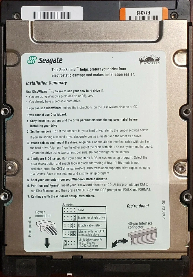 Seagate ST330620A 30GB 3.5" IDE/ATA-100 Barracuda ATA III HDD, 3.28, Refurb - Image 2 of 2