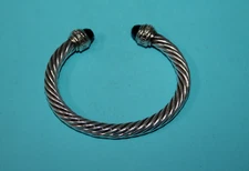 David Yurman SS/18K White Gold Onyx & Diamond 7MM Cuff Bracelet  [045GCM]