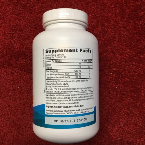Nordic Naturals Ultimate Omega Lemon 1280mg Sealed 180 Softgels Exp 10/26 - Picture 3 of 4