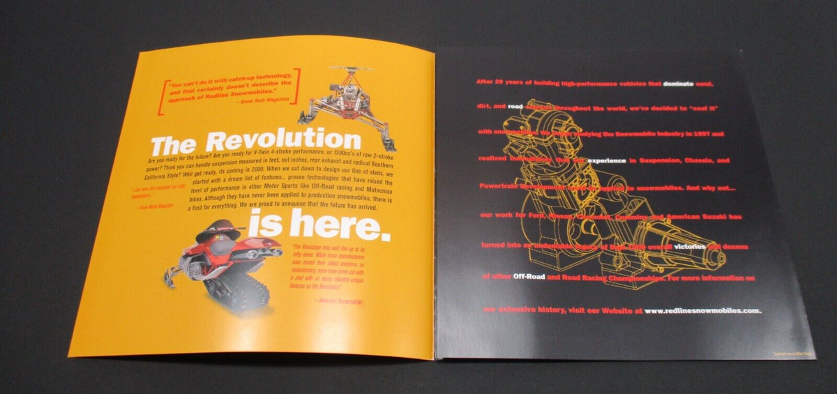 1999 REDLINE SNOWMOBILE BROCHURE REVOLT 1300 SX702 REBELLION 954