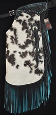 Custom Made Leather Chinks/Hair On Cowhide/Turquoise Chaps/Made In USA