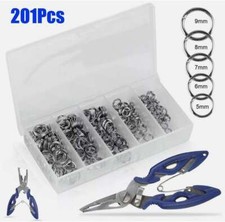 201Pcs Stainless Steel Fishing Lures Split Rings 5 Size For Fish Snap Connector