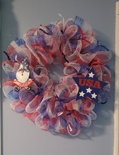 Handcrafted Patriotic Wreaths wih a Gnome. Time to Celebrate 4th of July 
