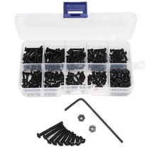 280pcs M2.5 Button Head Hex Socket Cap Screws And M2.5 Black Hex Nuts Assortment