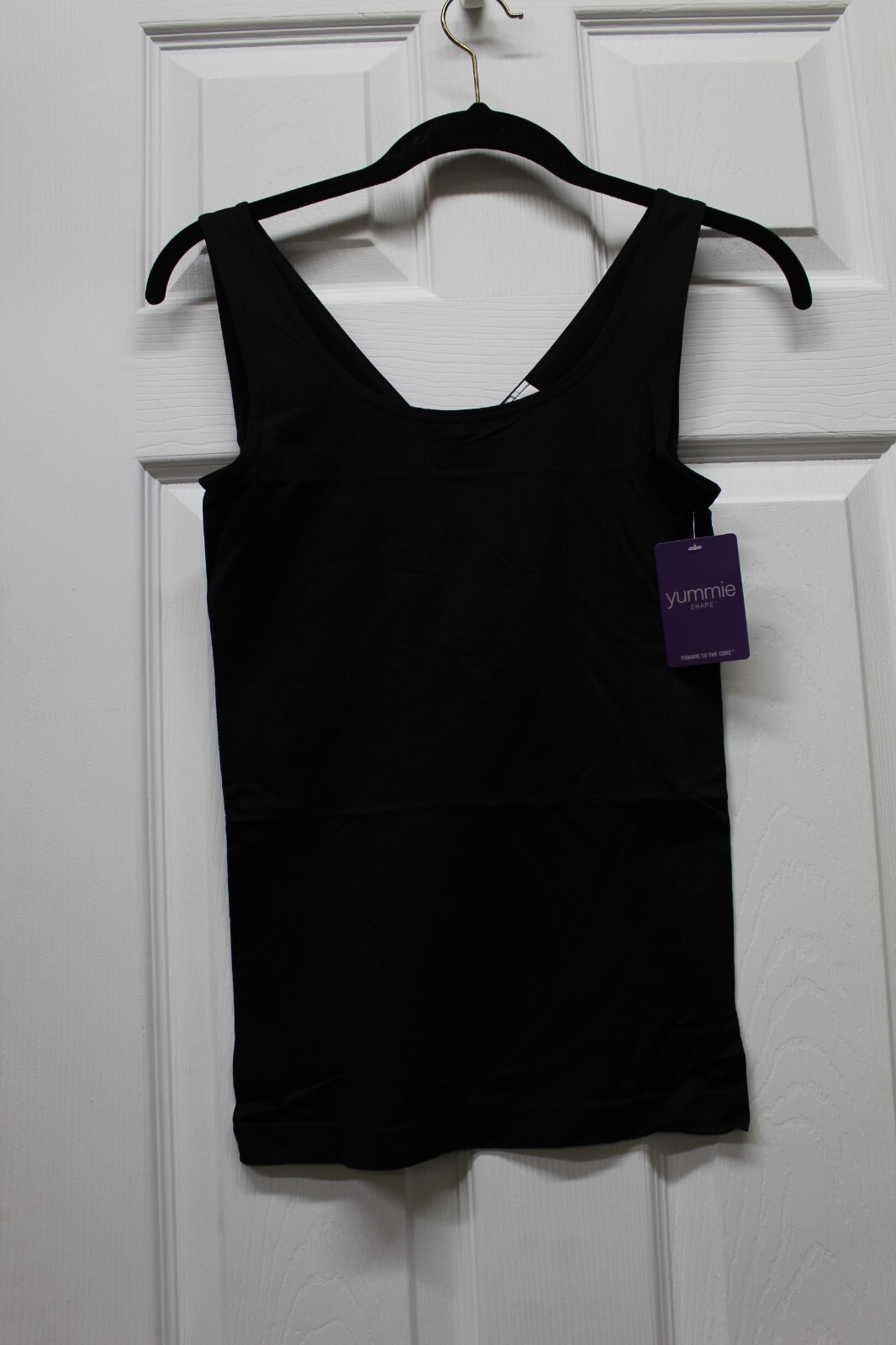 Yummie Tummie Tank W/Reversible Scoop/Vneck Neckline-Black-2X/3X-607701-NWT