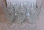 7 Fostoria American Cube Clear 6 7/8" Hex Footed Stemmed Water Wine Goblets 8oz