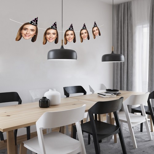 Personalised Face Bunting With Party Hat, Photo Banner CUTOUT Party Accessory - Picture 163 of 280