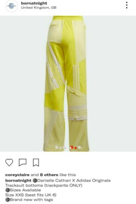 Adidas x Danielle Cathari track pants YELLOW SIZE XXS ( 6