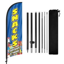8FT Snacks Advertising Flag with Pole and Ground Stake for Snack Business