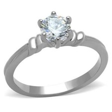 Ladies Solitaire ring 1/2 carat engagement cubic zirconia Stainless Steel 
