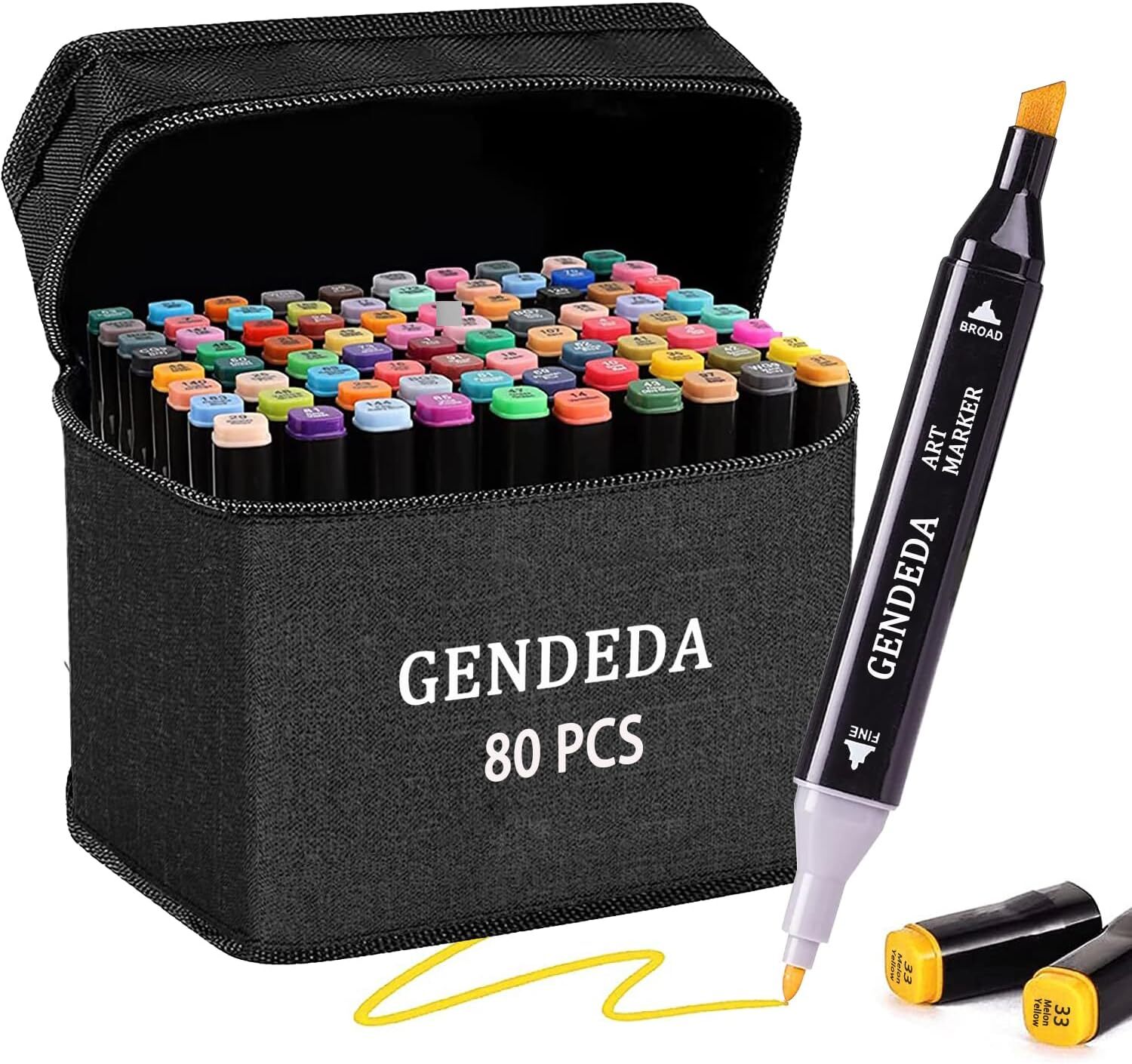 Alcohol Markers Brush Tip 80 Colors Dual Art 80 Colors(Black Barrel)-image