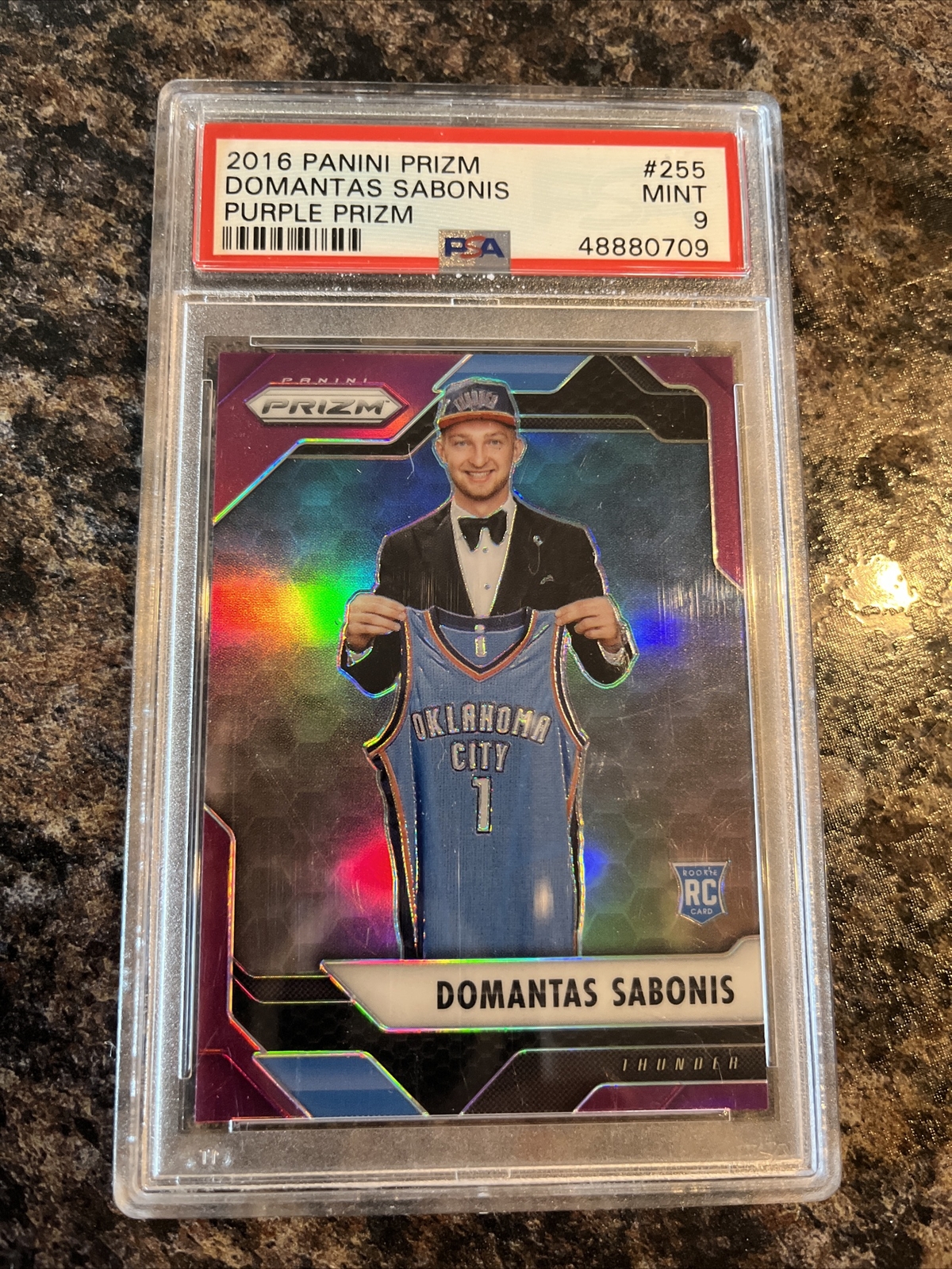 2016-17 Panini Prizm Domantas Sabonis Rookie Purple Prizm /75 RC PSA 9 Kings