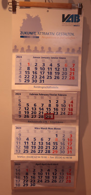 4 Monatskalender 2024 Wandkalender *** VAB Werbekalender