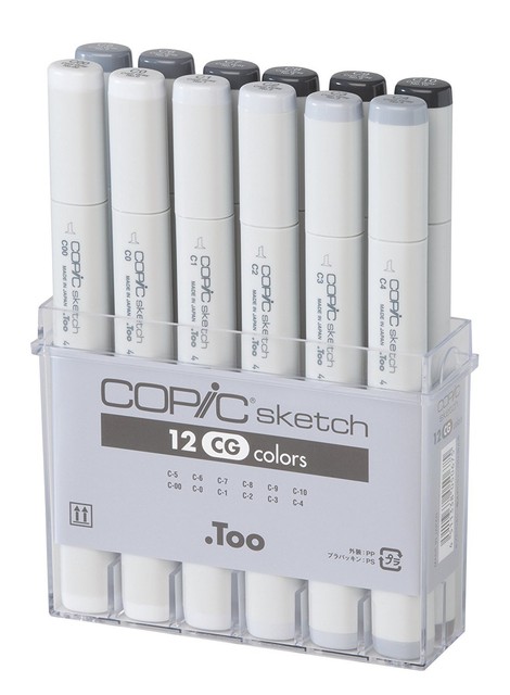 Copic Scg12 Markers 12 Piece Sketch Set Cool Gray