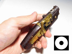 Karakuri Gimmicked 123mm TEPPO NETSUKE w Janome KAMON Japanese Original Artwork