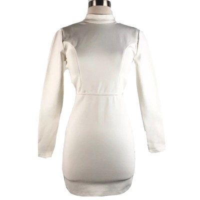 long sleeve open back bodycon dress