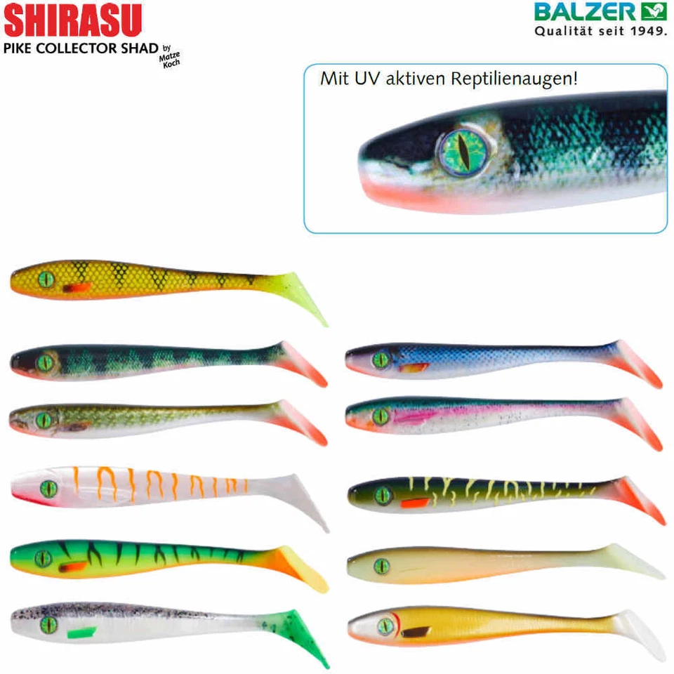 Balzer Shirasu Pike Collector Shad Länge und Farbe zur Auswahl Gummiköder Hecht