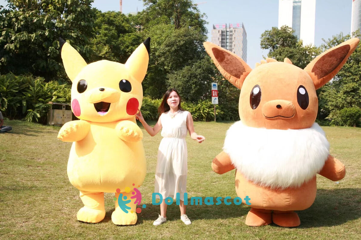 Adult Inflatable Pikachu Eevee Mascot Costume With Battery Cosplay Party  Toy