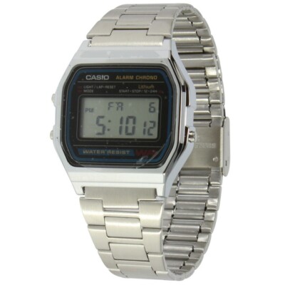 Casio A158WA-1 Classic Black Face Stainless Steel Band