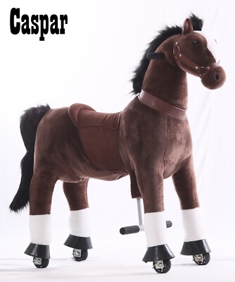 Kids-Horse ''Caspar'' Schaukelpferd auf Rolle, dunkel mit weißer Flamme und Huf