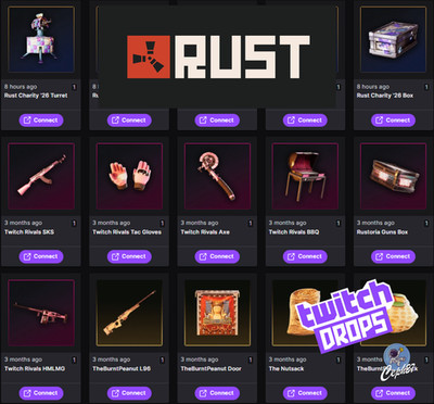 Rust Twitch Drops -  Round 48 + 49 + 50 + 51 - ALL 29/29 Items!