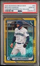 2024 Bowman Mega Box  BEN WILLIAMSON Chrome Prospect YELLOW /75 PSA 10
