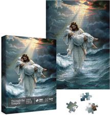 Religious Jesus Puzzles for Adults 1000 Pieces, Christian Bible Walking on Water