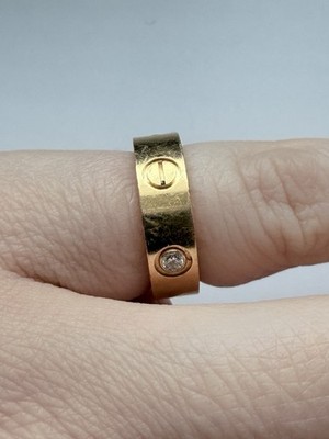 Cartier Love Classic 3 Diamond Ring 18k Yellow Gold Size 50