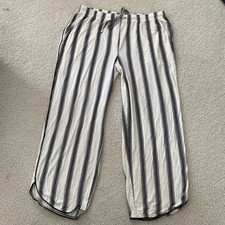Soma M Cool Nights Piped Crop Pajama Pants Hampton Stripe Black