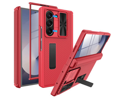 Miimall Heavy Duty for Galaxy Fold 6 Case with Slide Lens Cover & Hinge Protecti