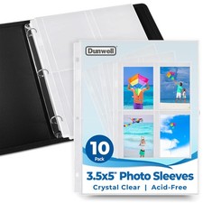 Dunwell Photo Sleeves for 3-Ring Binder, 3.5x5" - 4 Pocket, Crystal Clear