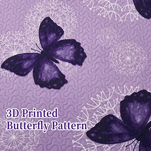  Juego de edredón estampado mariposa de 3 piezas suave completo/queen (86"x96") púrpura Foto 4 de 4