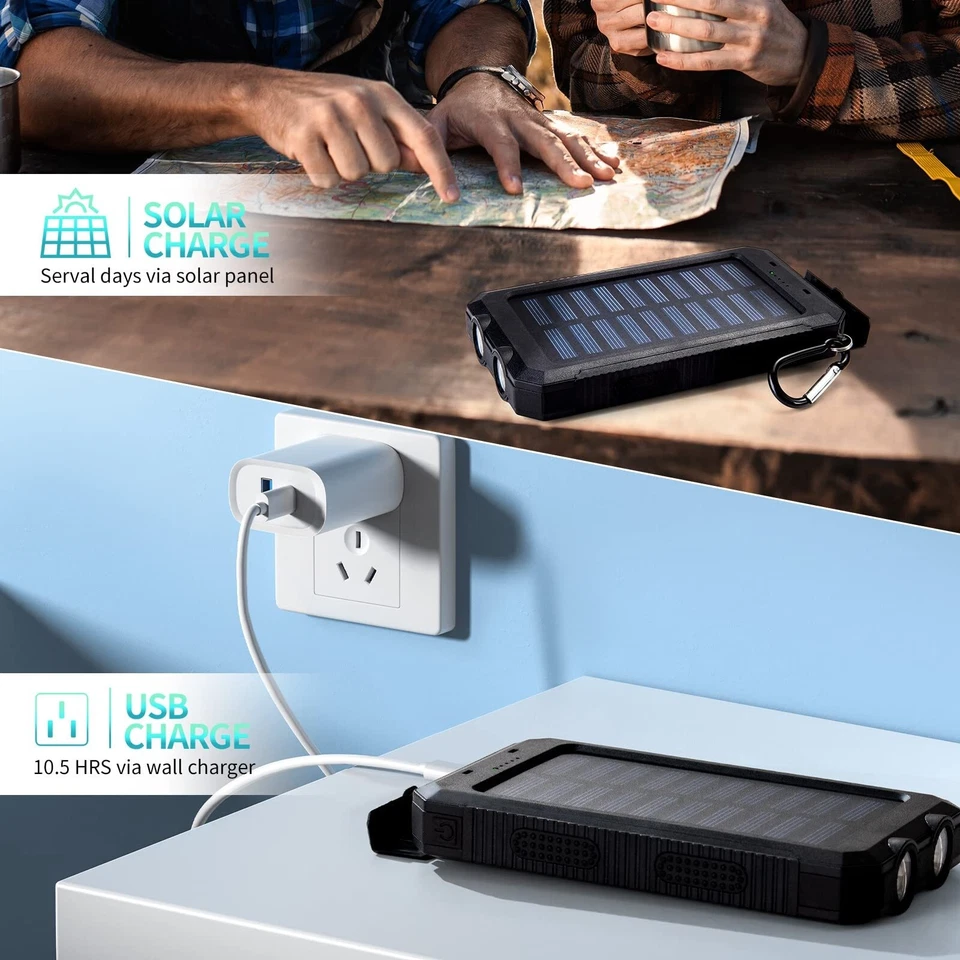 2026 Solar Portable Charg Power Bank with Flashlight Battery Pack Fast Charge - Image 2 of 4