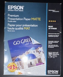 Epson Premium Presentation Paper Matte Double-sided Heavyweight 8.5x11 50 Sheets