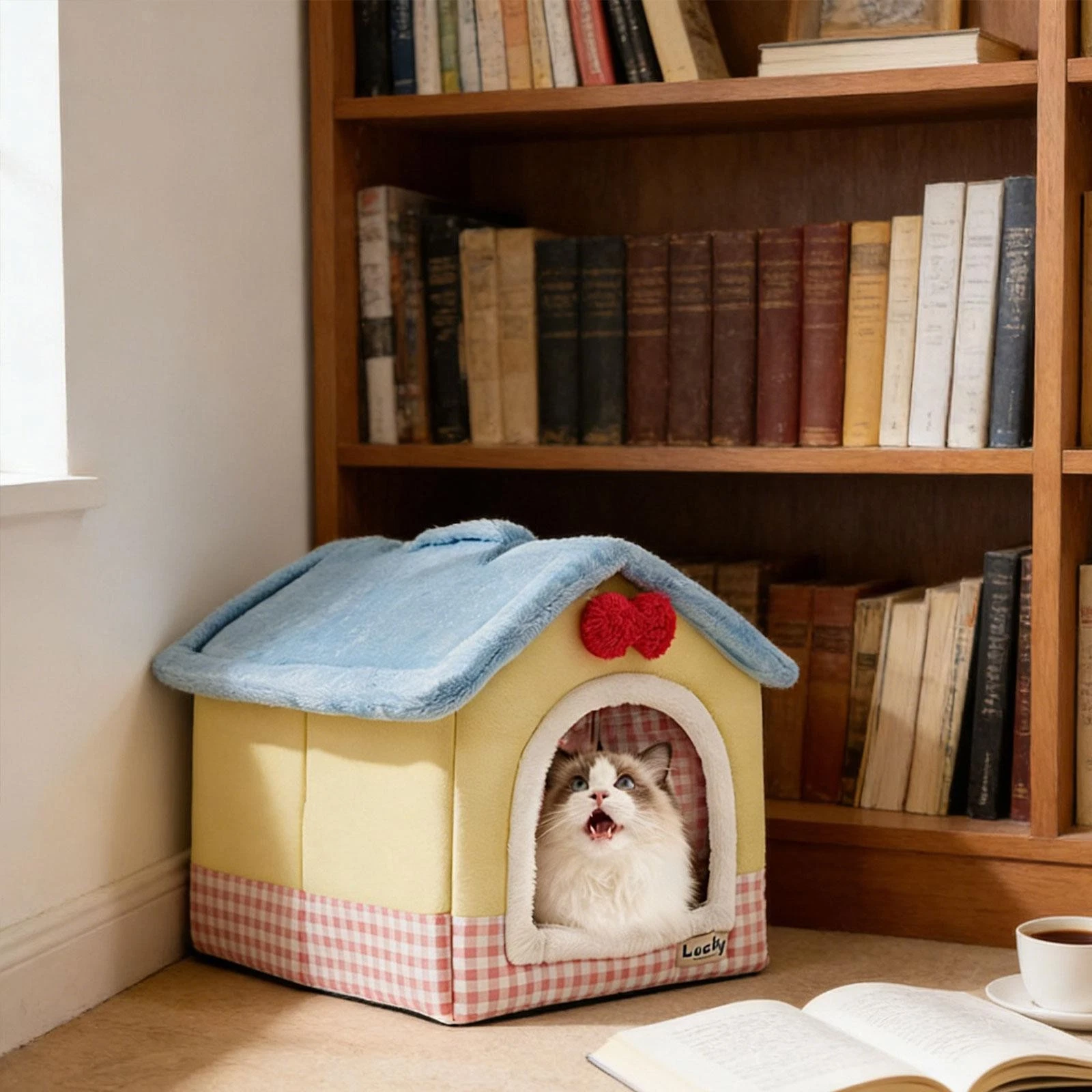 Cat Bed Cat Nest Semi Enclosed Pet Bed