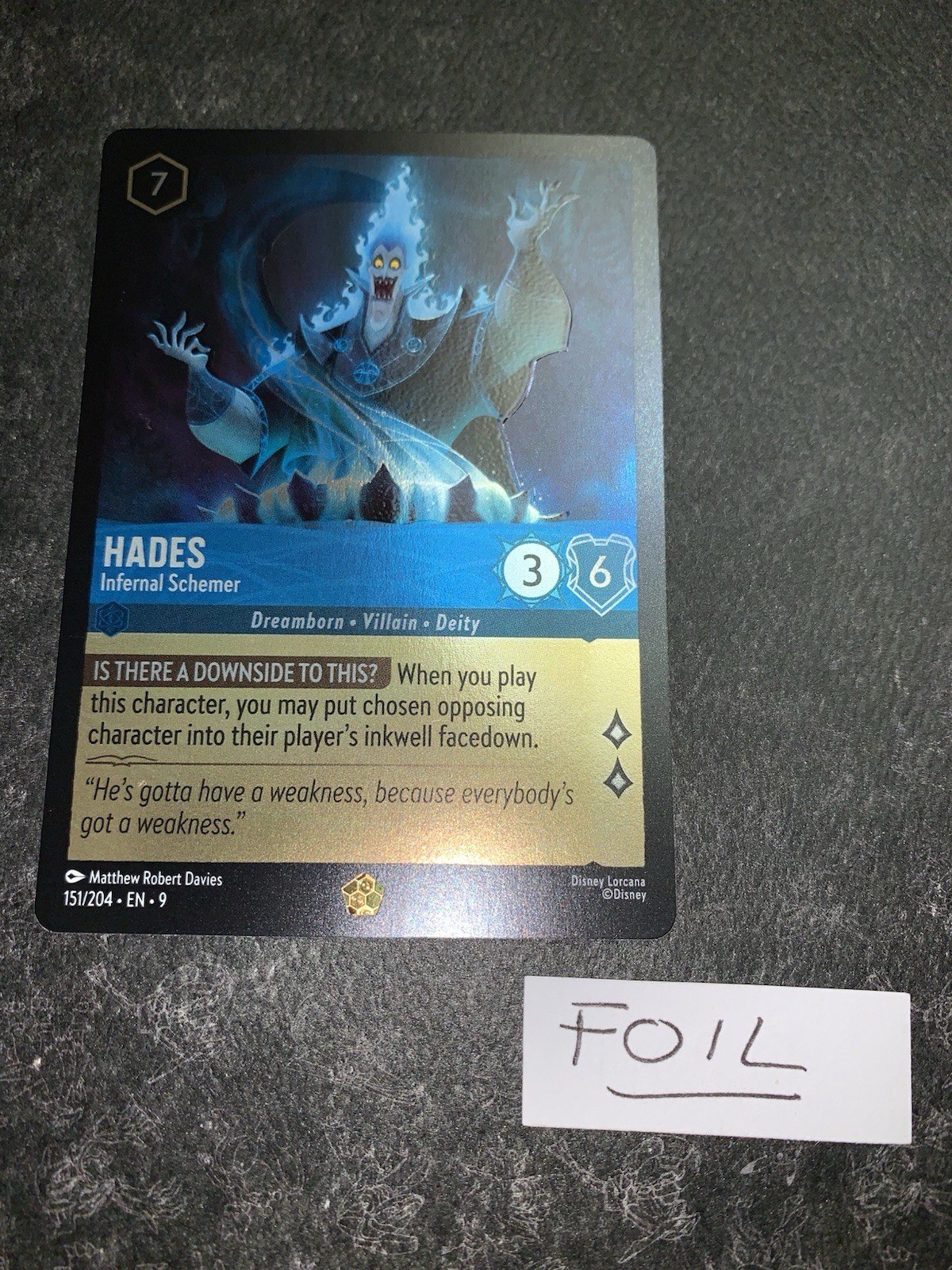 Disney Lorcana - Hades - Infernal Schemer 151/204 Fabled Cold Foil NM